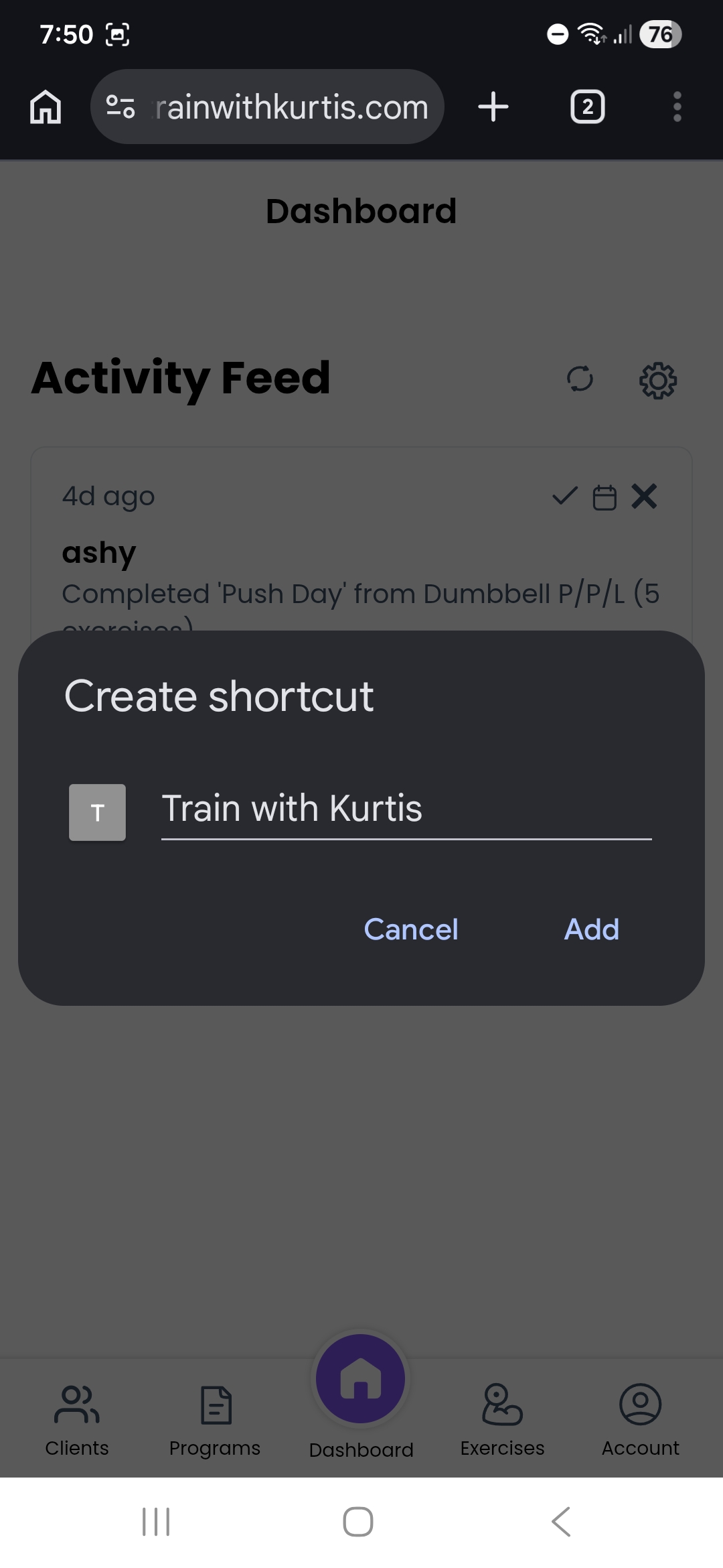 Create shortcut in Chrome